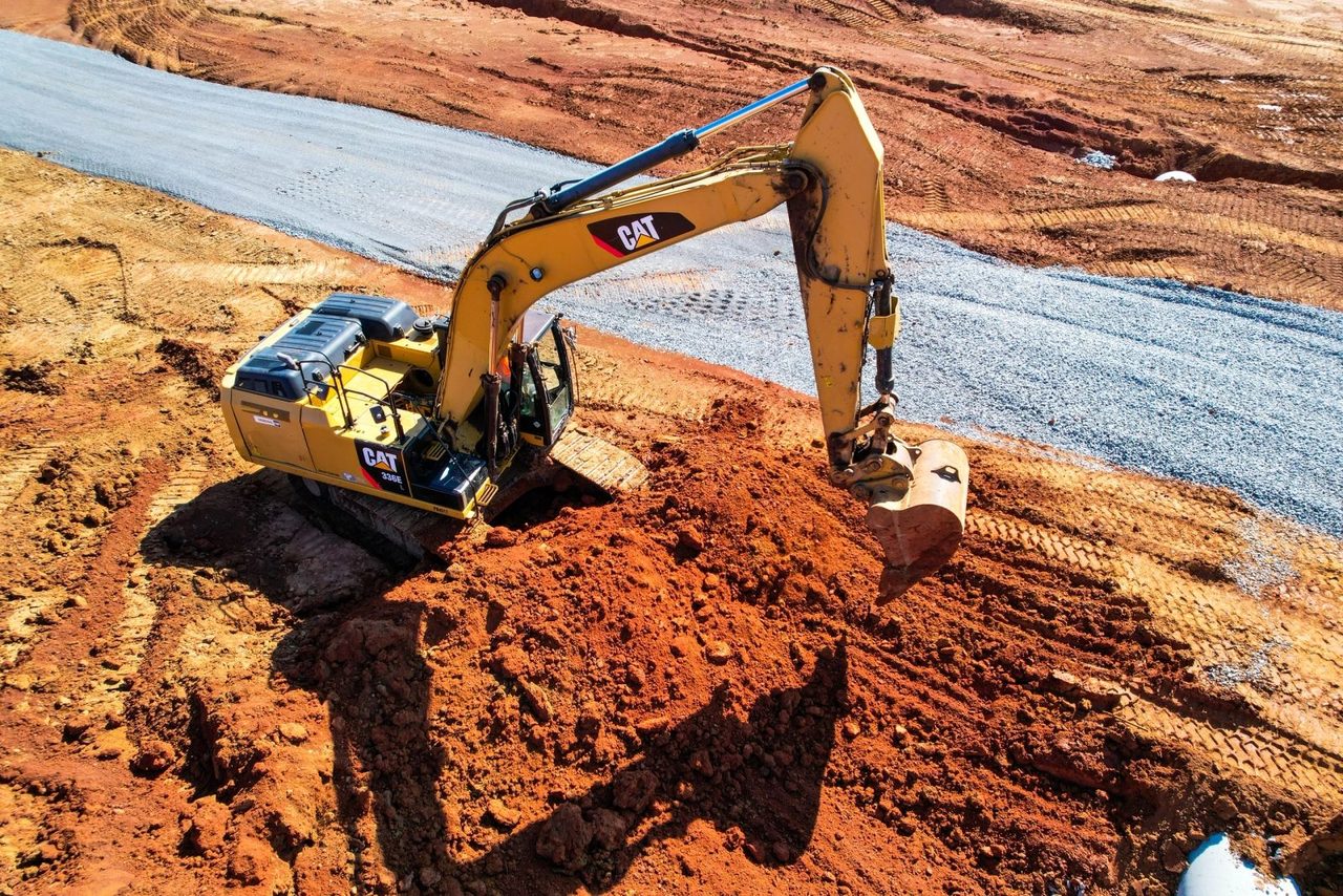 Excavator working on a site in central Kentucky
